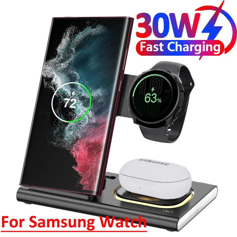 30W 3-in-1 Foldable Wireless Charging Stand