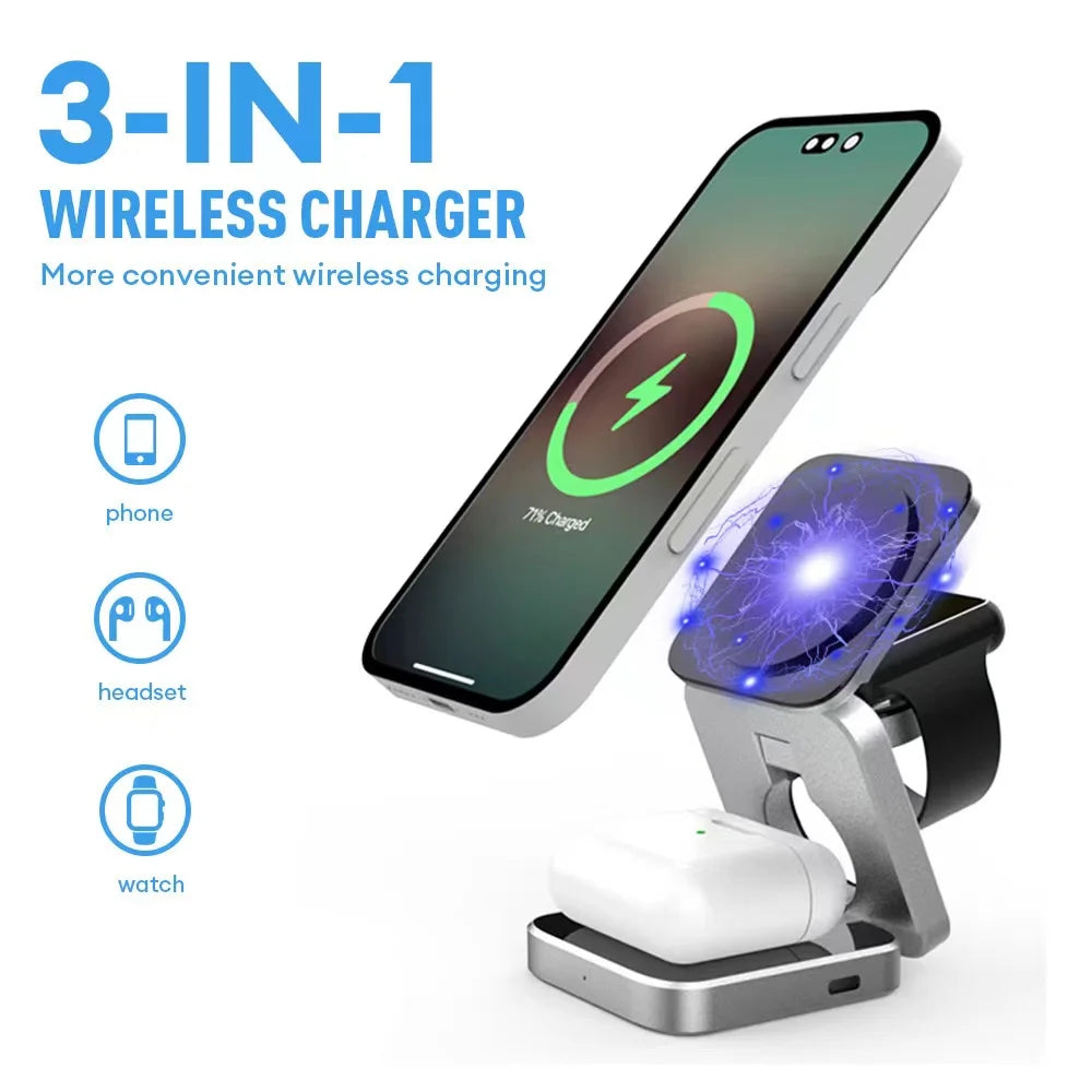 Magnetic 3-in-1 Wireless Charging Station