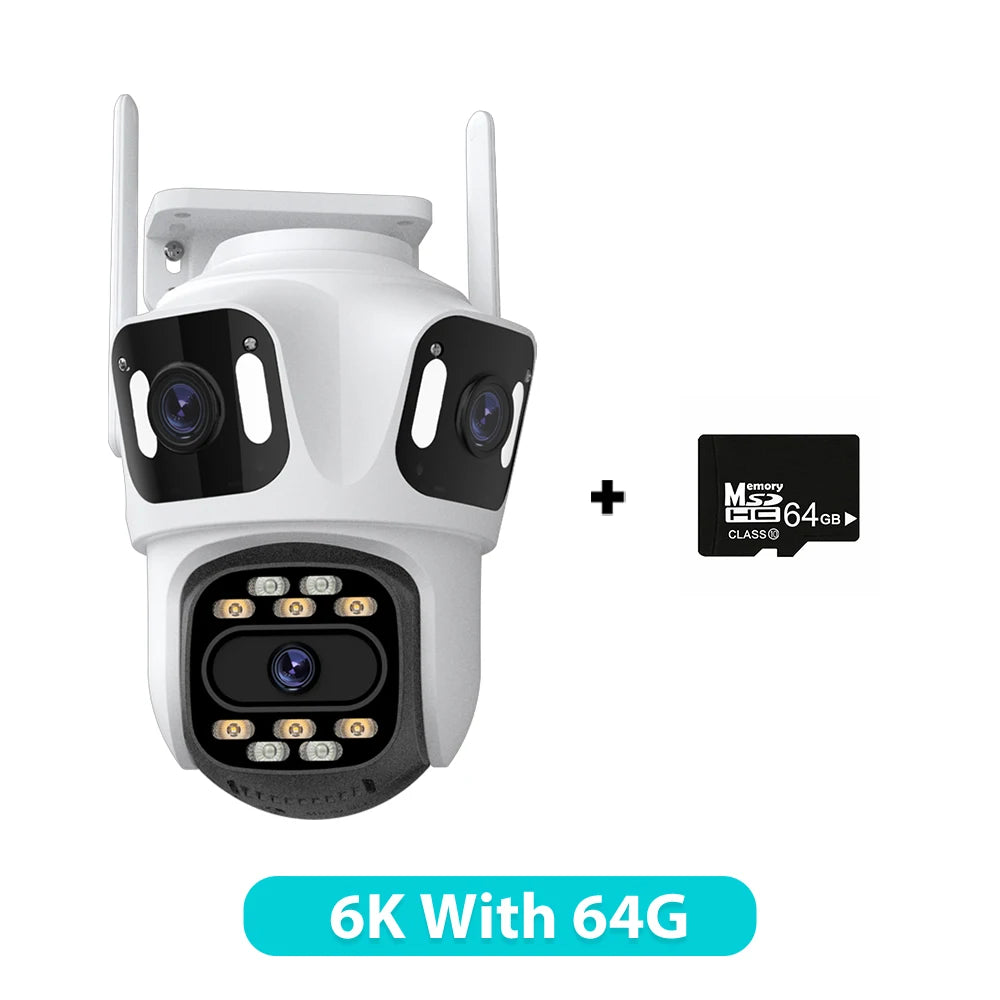 Triple-Lens PTZ WiFi Security Camera