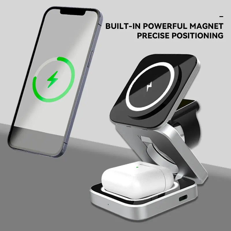 Magnetic 3-in-1 Wireless Charging Station