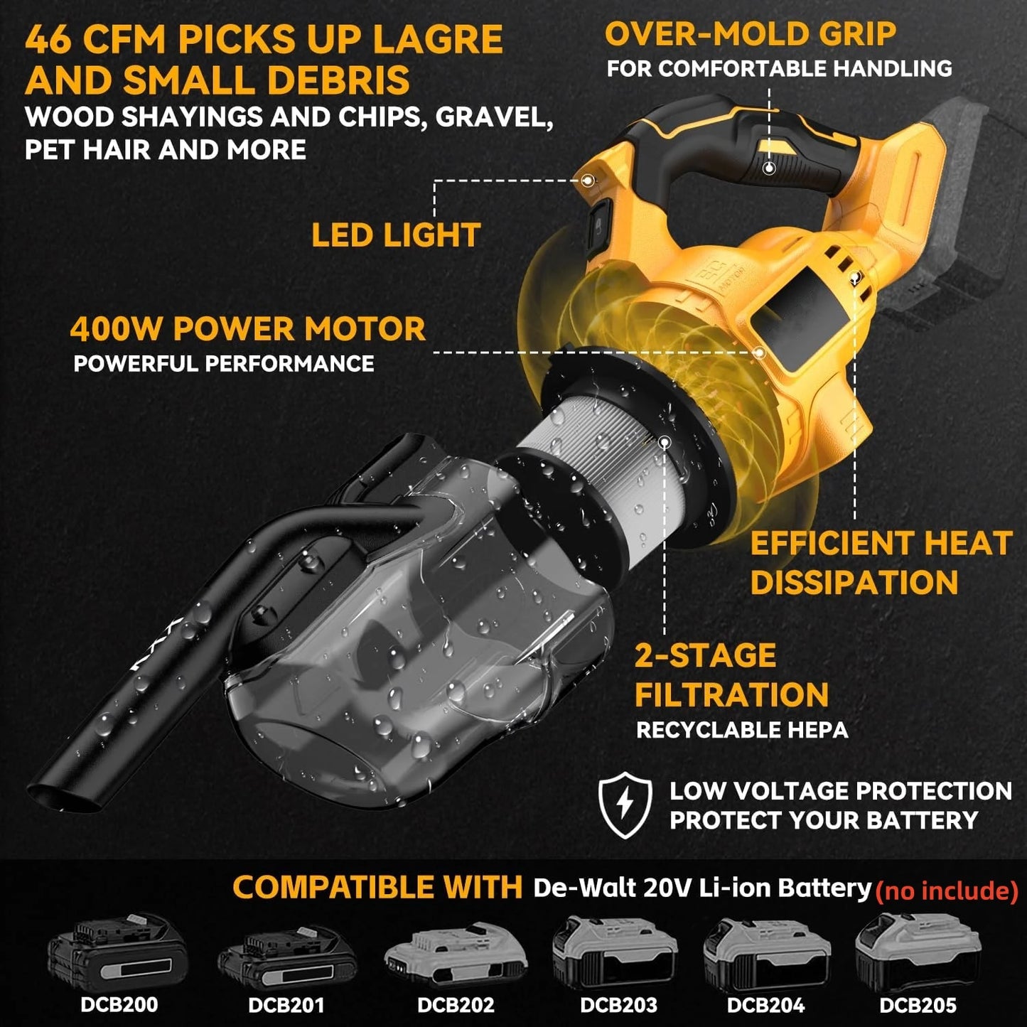Portable Cordless Vacuum 400W Dry 5 in 1