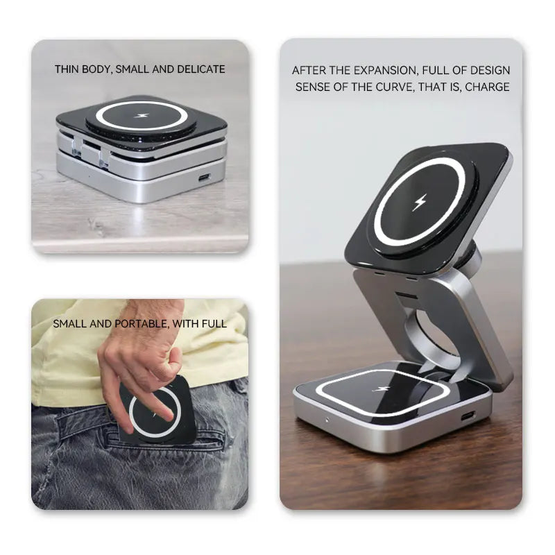 Magnetic 3-in-1 Wireless Charging Station