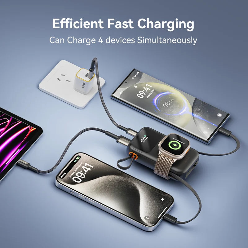 10,000mAh Portable Power Bank with Built-in Cable