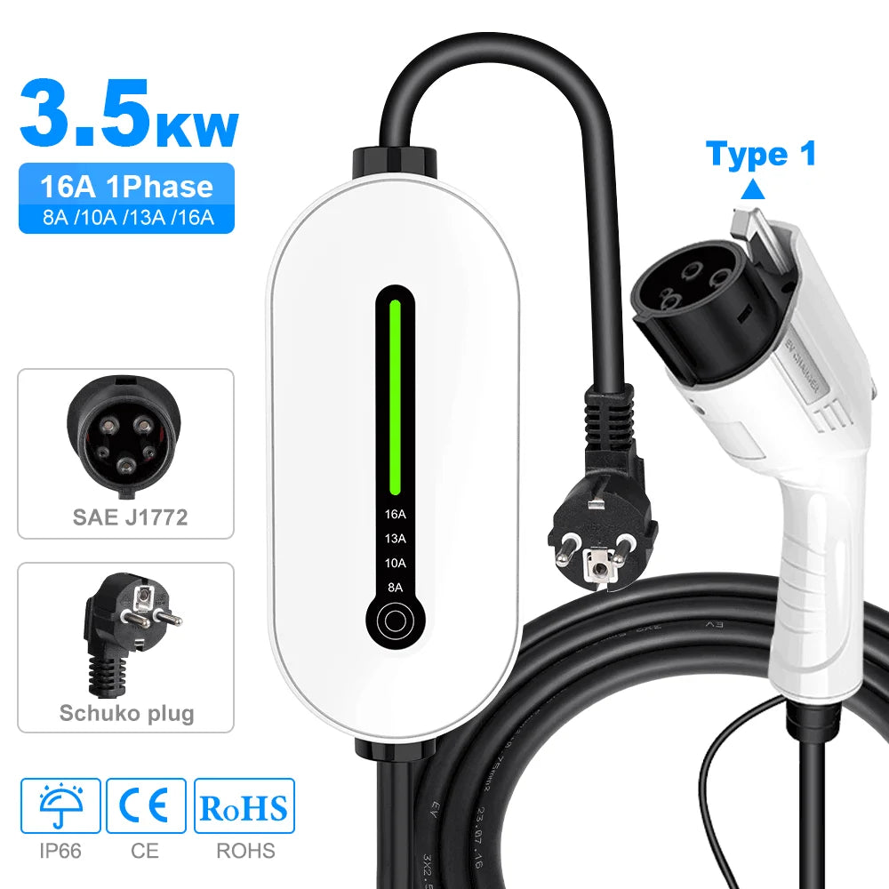 EV Portable Charger | Type 1 / Type 2 / GBT |