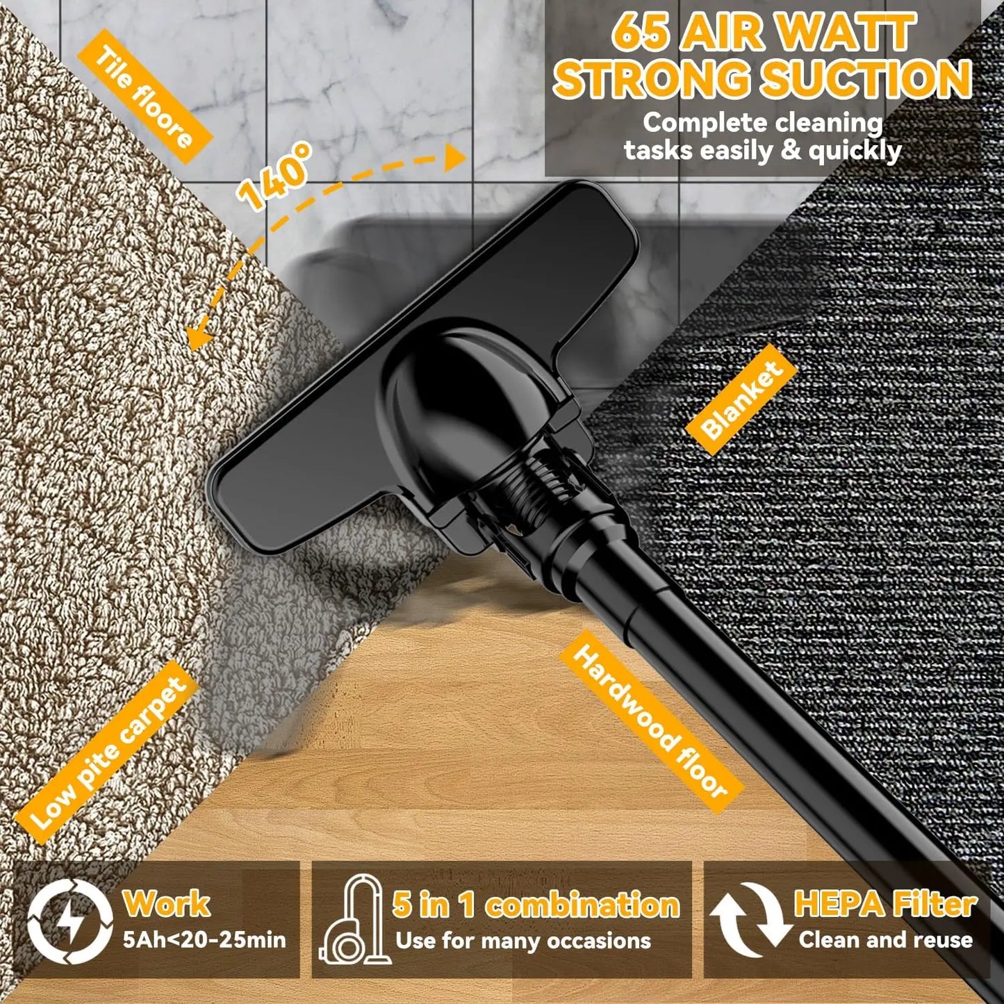Portable Cordless Vacuum 400W Dry 5 in 1