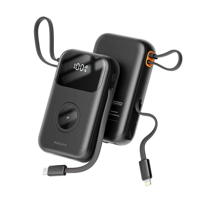 10,000mAh Portable Power Bank with Built-in Cable