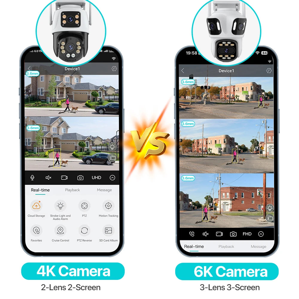 Triple-Lens PTZ WiFi Security Camera