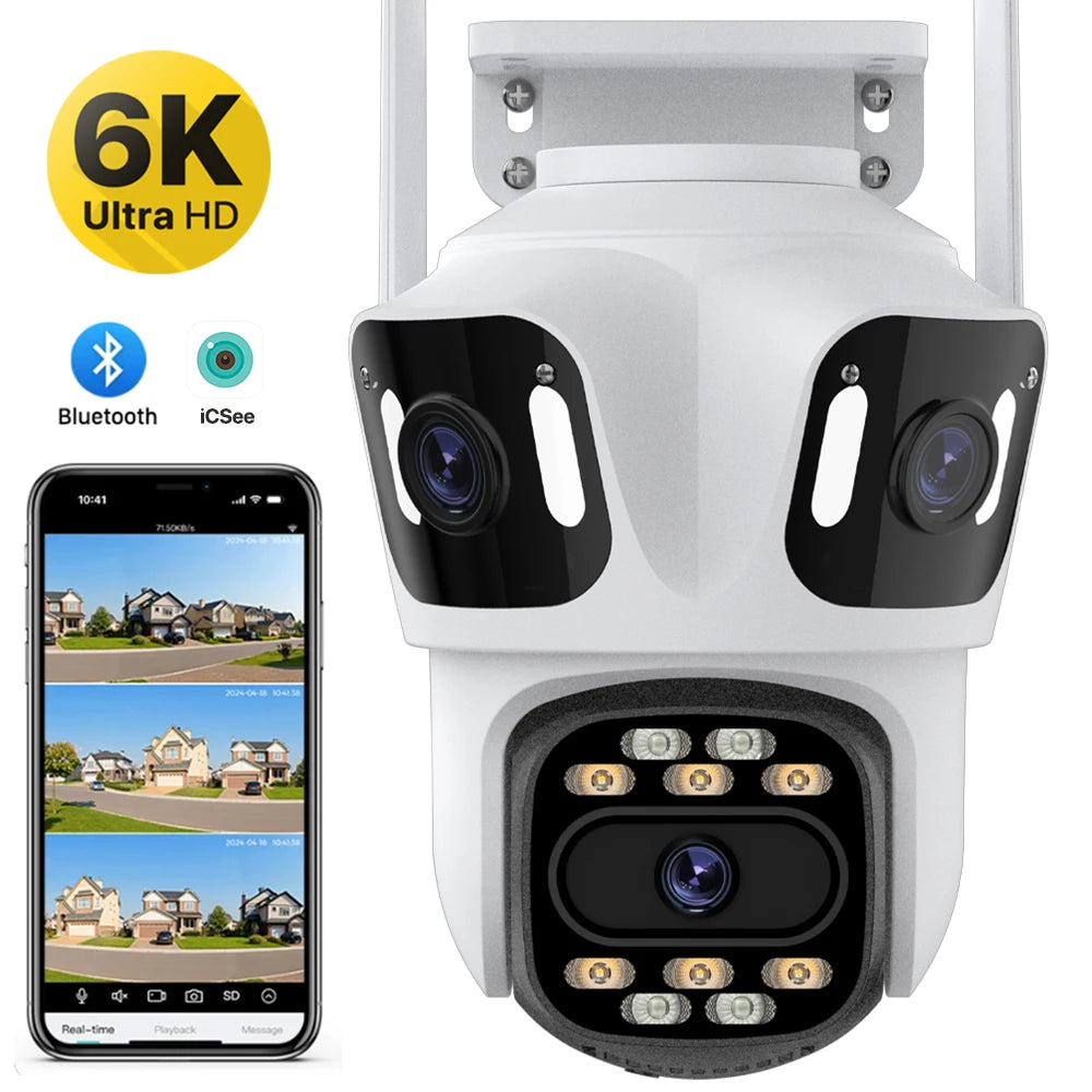 Triple-Lens PTZ WiFi Security Camera