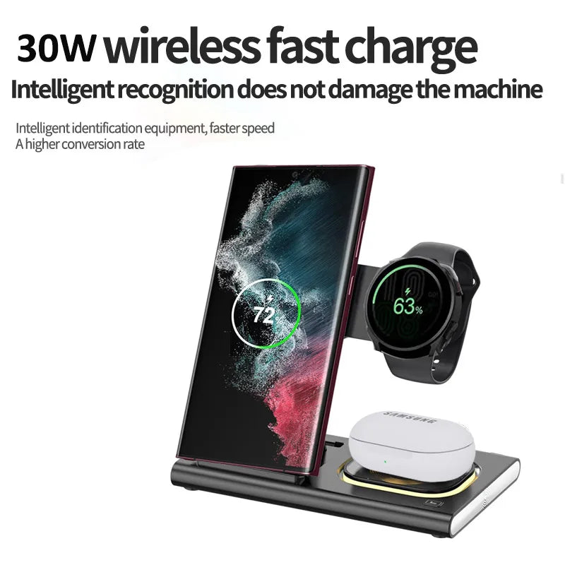 30W 3-in-1 Foldable Wireless Charging Stand