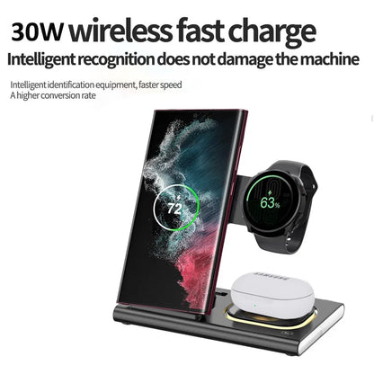 30W 3-in-1 Foldable Wireless Charging Stand